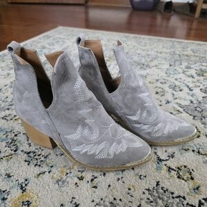 Gray Suede Ankle Boots